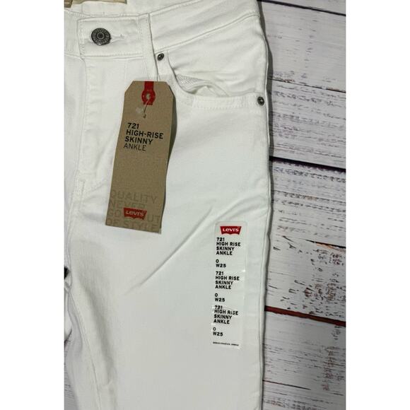 Levi 721 Jeans Women Size 0 (W25) High Rise Skinny Stretch Distressed White NWT - Picture 5 of 8